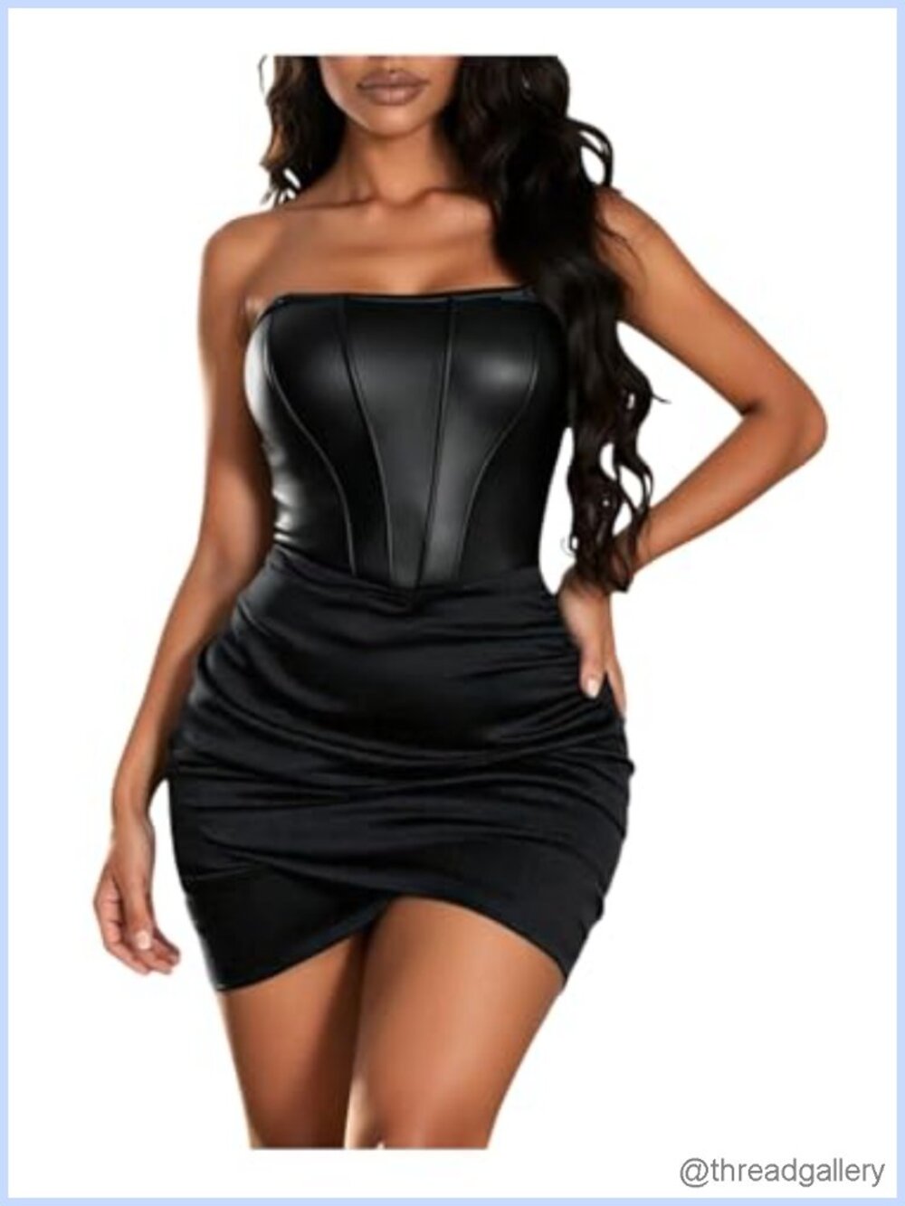 Faux Leather Corset Mini Tube Dress Strapless Bodycon Club Night Out